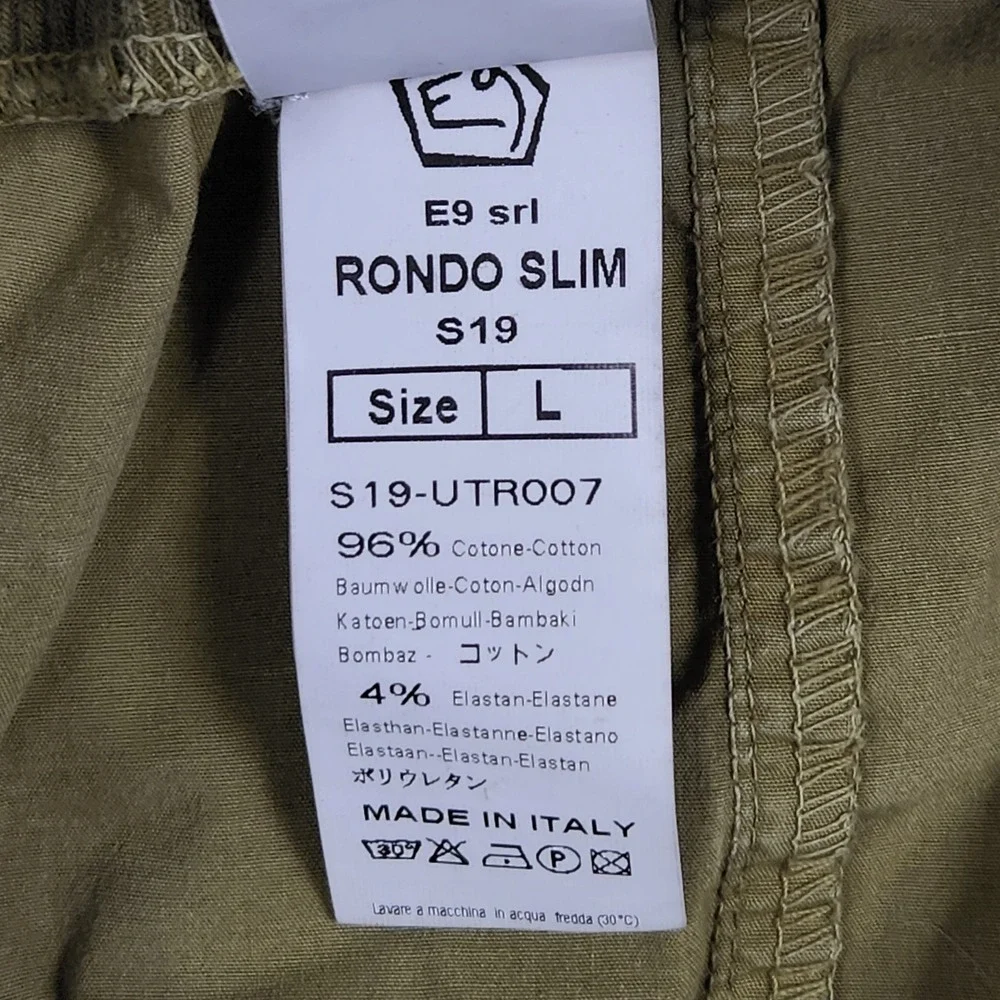 E9 Rondo Slim Climbing Pants Mens Large Avocado Green Made in Italy S19-UTR007